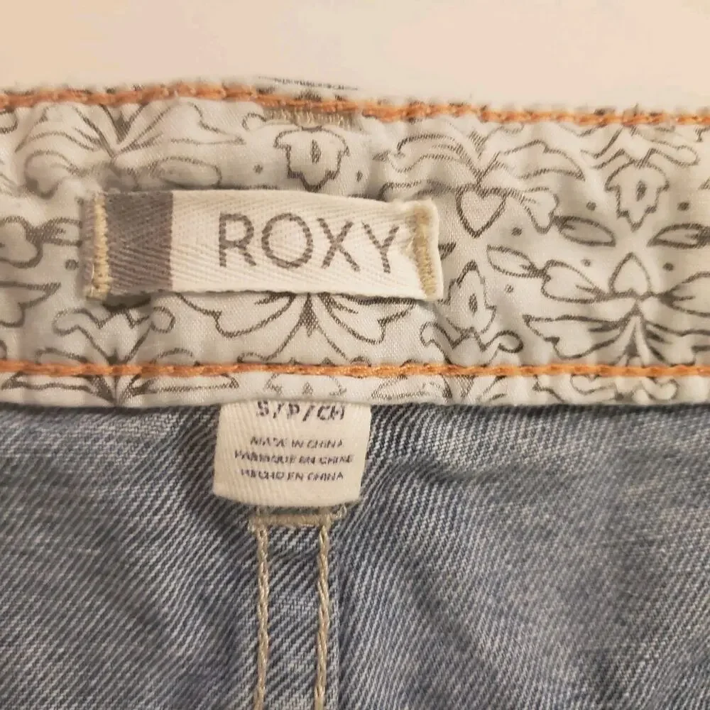 Roxy S Mini Skirt Jean Denim Take This Chance Slits Skater 90s Y2k Cali Teen
